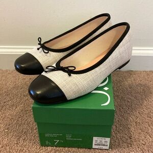 JCrew Zoe cap toe ballet flats in Spanish canvas